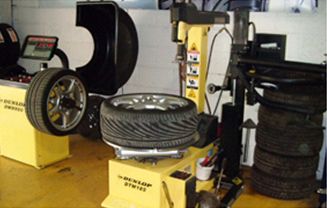 Tyre being fitted
